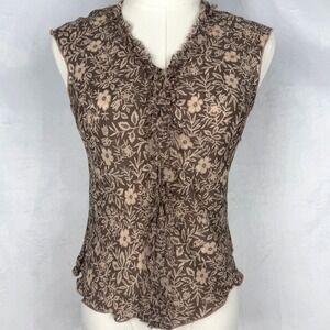 NWT Sheer Floral Ruffle Silk Blend Top Fairy Grunge Whimsigoth Earthy Boho XS/S